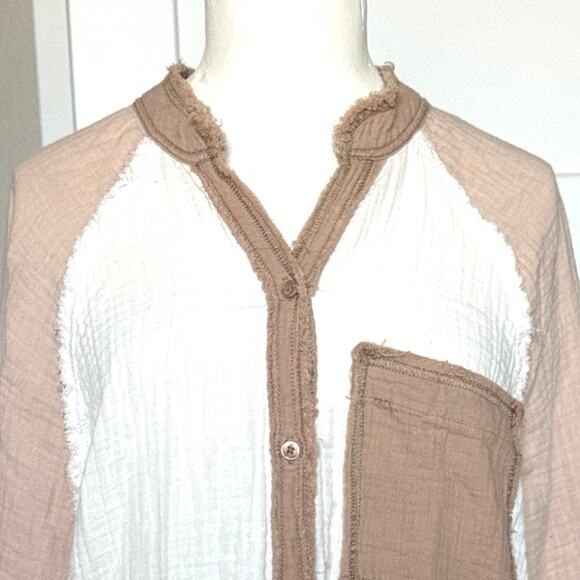 Aerie Pool-To-Party Oversized Cover-Up Shirt in Cappucino Color Black Womens XS - Picture 7 of 11